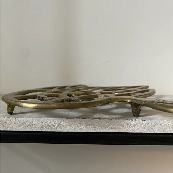 Brass swan Trivet Mann Korea Chinoiserie vintage - Picture 4 of 6